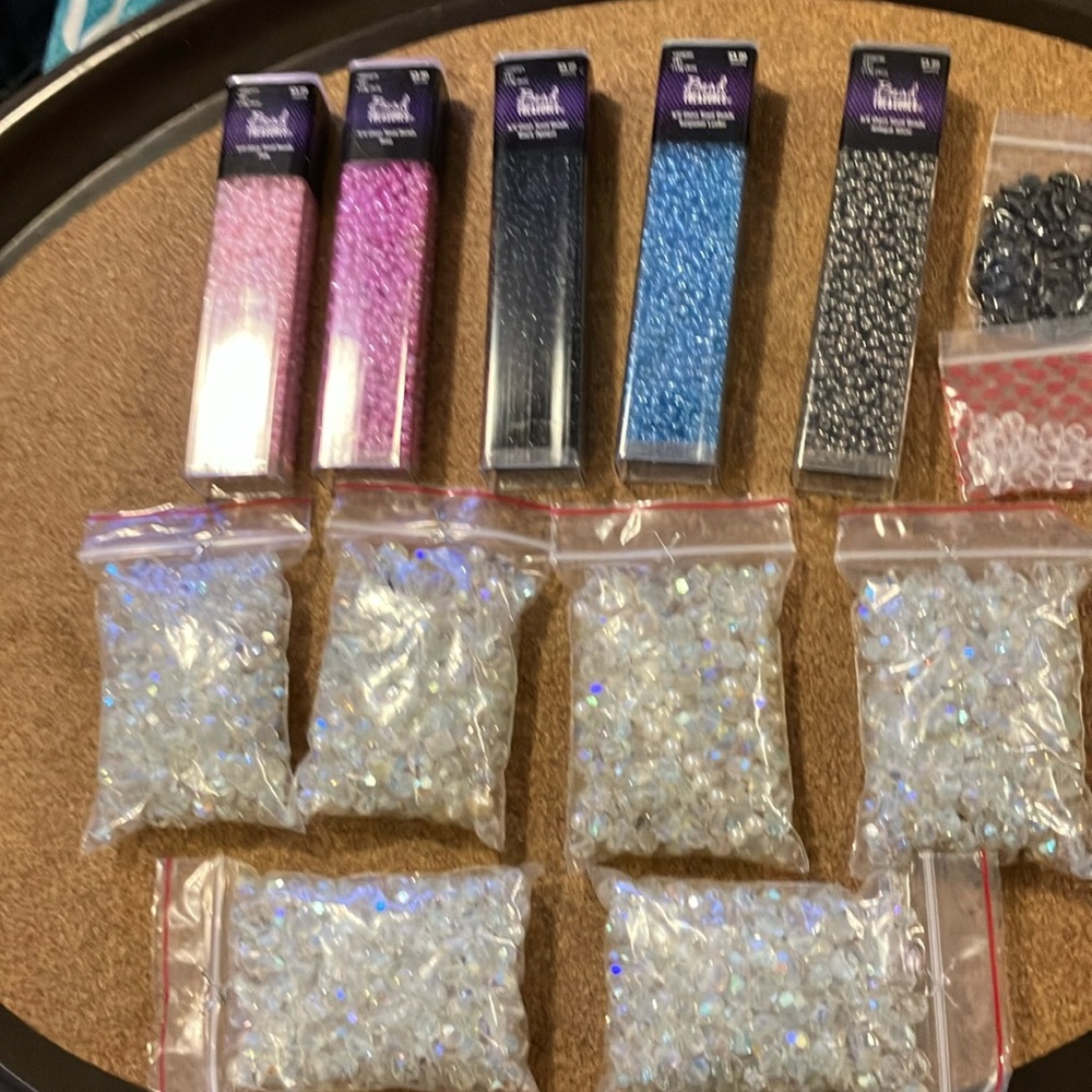 Lot of assorted beads, glass seed, beads, and AB, crafts